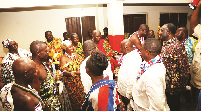 Nana Akufo-Addo exchanging pleasantries with the chiefs gathered Nana Akufo-Addo exchanging pleasantries with the chiefs gathered